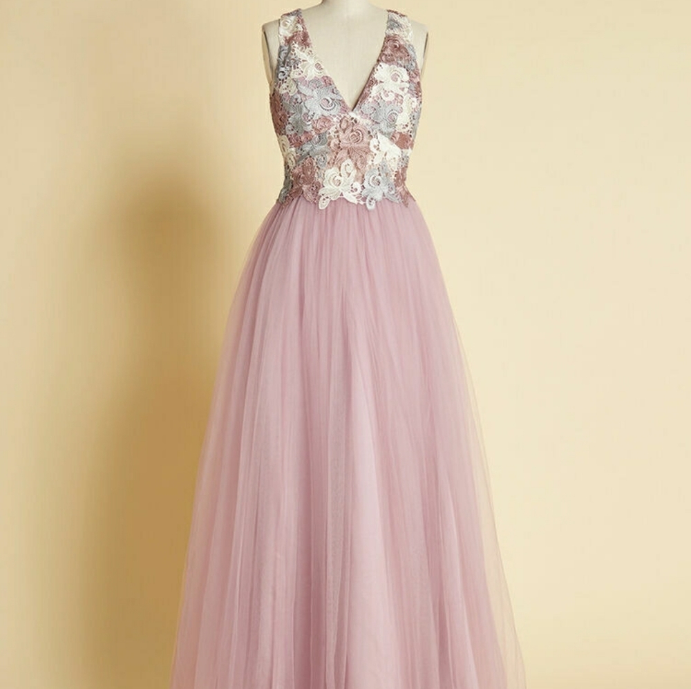 Floaty and floral tulle maxi dress